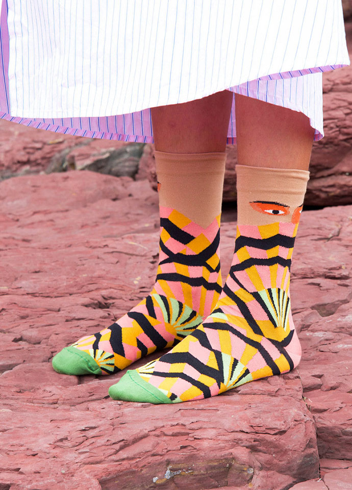 Graphic pattern cotton blend socks